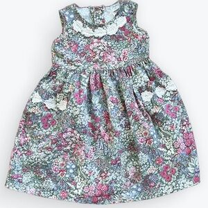 Peaches ‘N Cream Girl’s Dress Prairie Cottage Floral Sleeveless W/ Pockets ~ 6